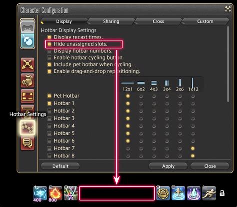 ffxiv hide empty hotbar slots|FFXIV Hotbar Layouts and Keybinds (Mouse and .